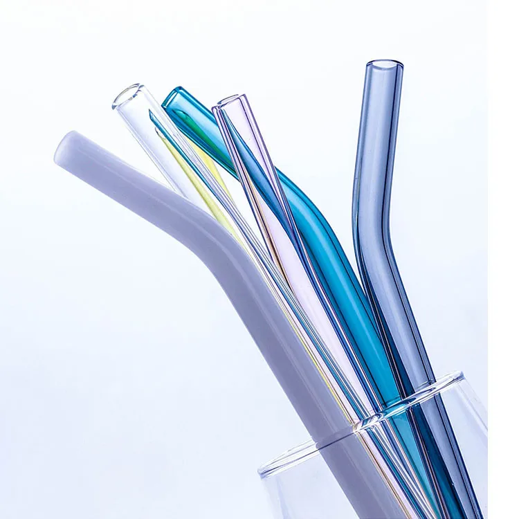 

2021 Factory Price Reusable Straight Bent Clear Colored High Quality Drinking Glass Straw Packaging Set, Blue,yellow,green,pink,etc.