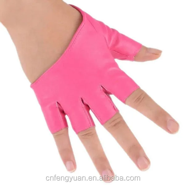 Ladies Pink Butterfly Fingerless Leather Gloves - SKU 8363-24-UN