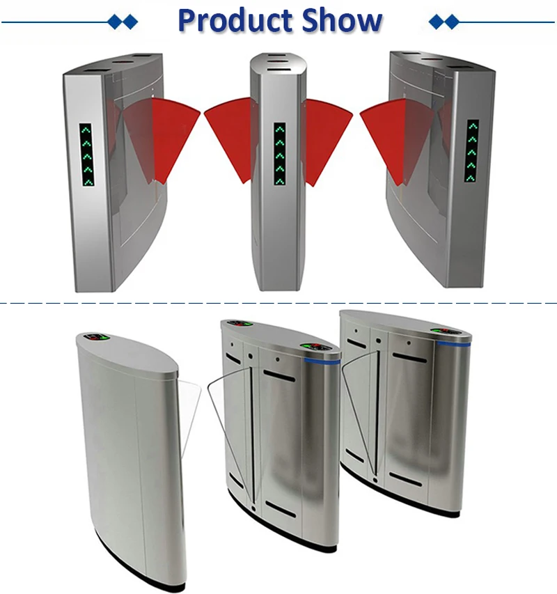 Traffic Management Access Control Flap Barrier Gate AI Smart Facial Recognition Waist Height Flap Barrier Turnstile