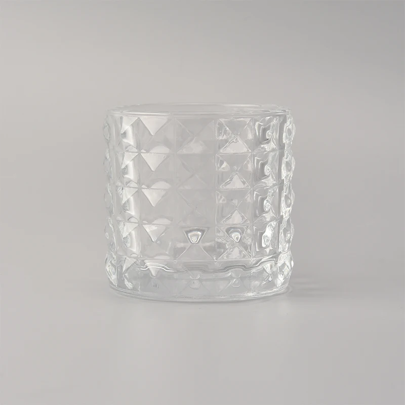 Clear diamond glass candle jars wholesale for home decoration