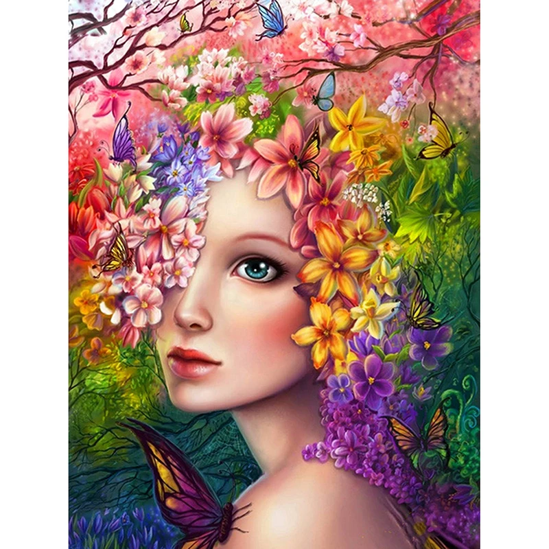 

Full Drill 5d Diy Diamond Painting No Framed Kit Flowers Fairy Personalized Diamond Painting Rhinestone Diamonds Picture