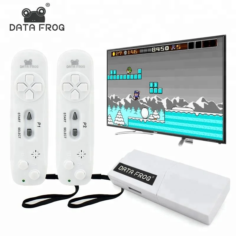 

Data Frog USB Wireless Handheld TV Video Game Console Build In 620 Classic 8 Bit Game mini Console Dual Gamepad AV Output, White