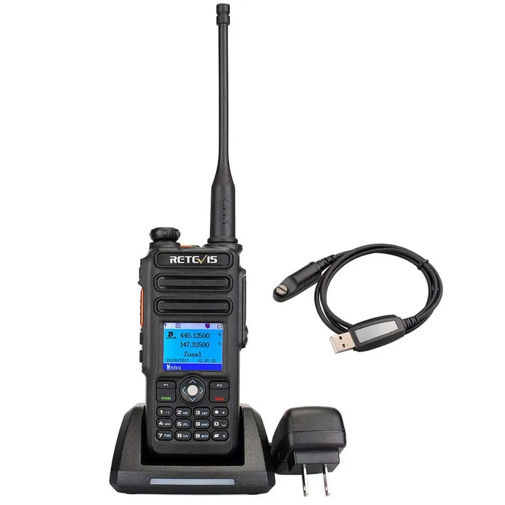 

Waterproof Digital Walkie Talkie GPS DMR Retevis RT82 5W Dual Band UHF+VHF 3000CH 10000Contacts Ham Amateur Radio+Program Cable