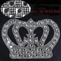 

17*11.5cm hotfix custom motif design crown crystal rhinestone iron on transfer on T shirt