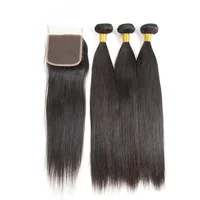 

Virgin Brazilian Straight Hair 3 Bundles With Lace Closure