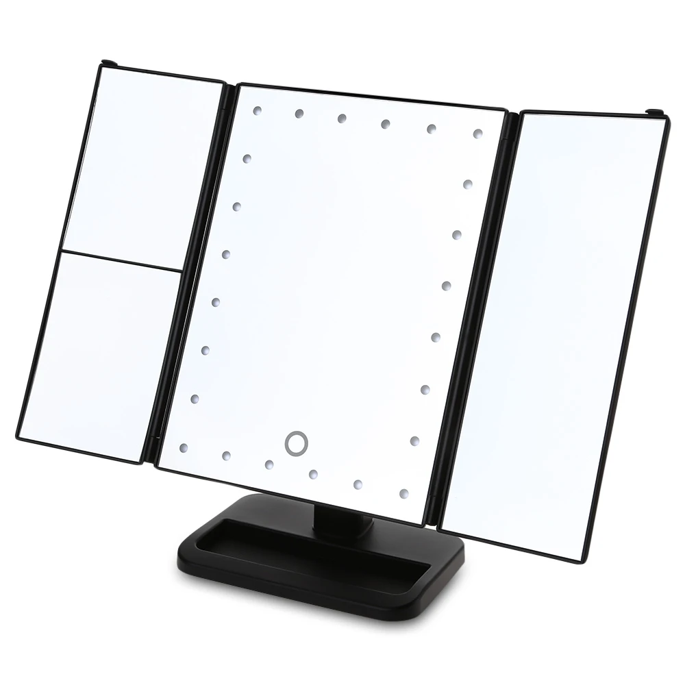 

Walmart Trifold LED Makeup Mirrors tabletop Vanity cosmetic Mirror With Lights Portable Lighted makeup Mirror, Black;white;gold;pink;rose gold