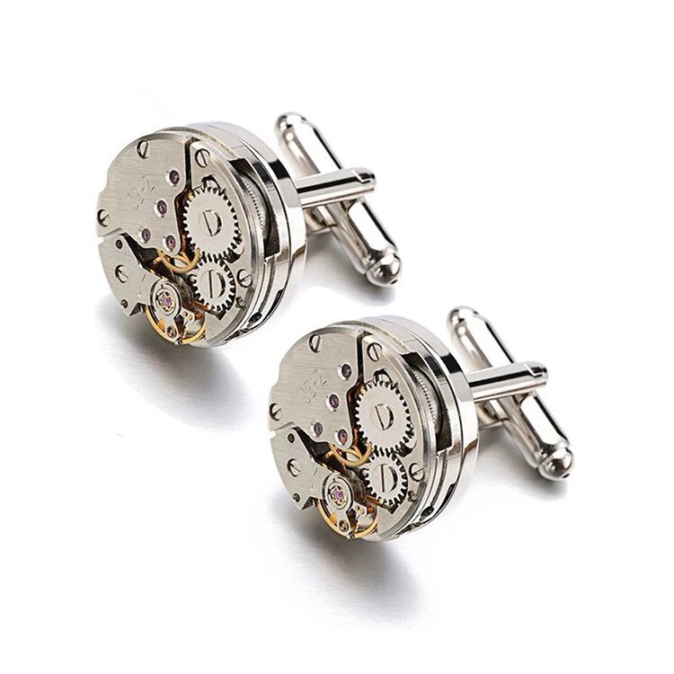 

Antique Novelty watch mechanism hih metal copper cufflinks, Picture