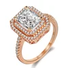 2 Colors Fashion Women Ring AAA Cubic Zirconia Rose Gold Color & 925 Sterling Silver Wedding Band Ring For Women Men Gift