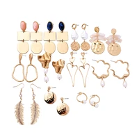 

Free Shipping Gold Fashion Customized Jewelry Hoops Simple Wholesale Leaf Beaten Dangling African Women Earrings 2020