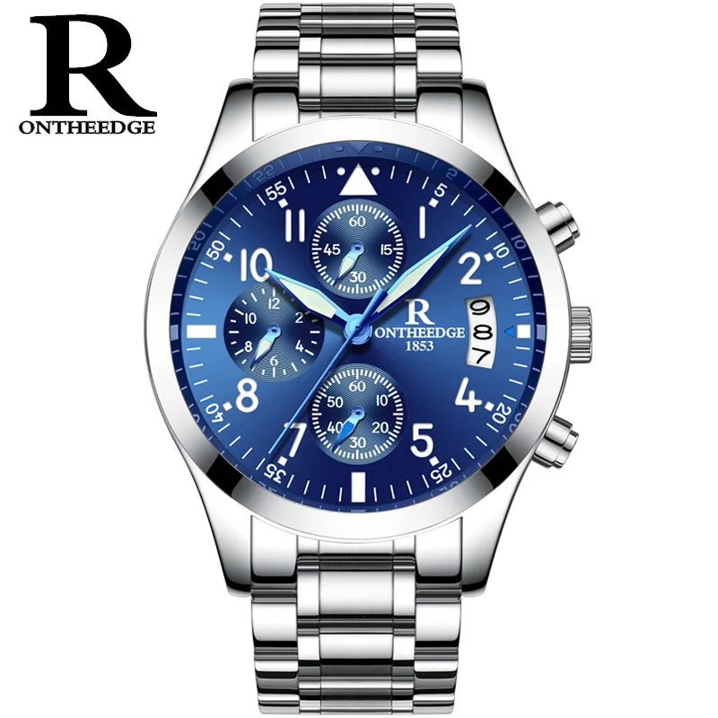 

Genuine quartz stainless steel luxury men's luminous waterproof small three-pin business watch wholesale