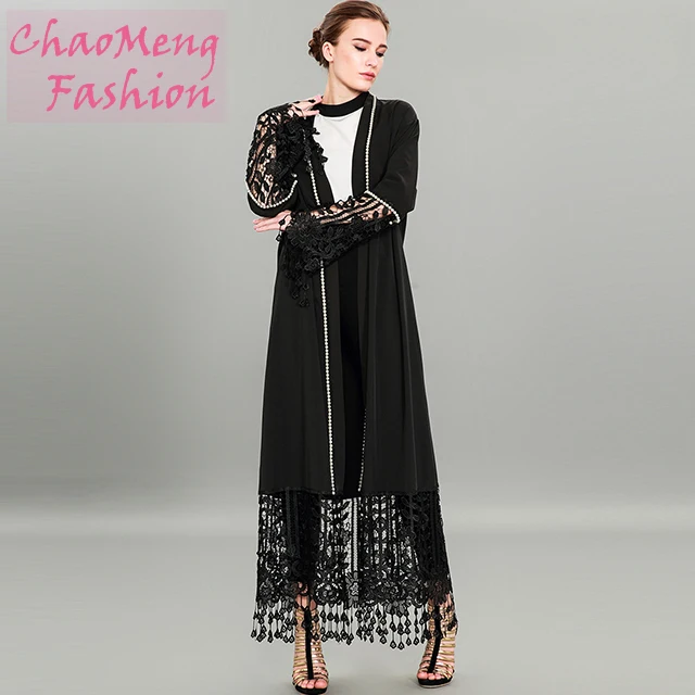 

1587#wholesale pakistan&Tanzania pearl Islamic clothing for women korean black abaya fabric