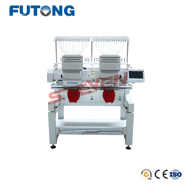 Futong High Speed Commercial 12 Colors Computerized Two Heads Embroidery Machine