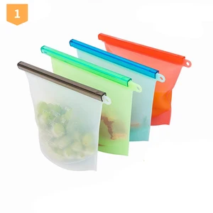 Image of Reusable Silicone Food Storage Bags Sandwich Sous Vide Liquid Snack Lunch Fruit Freezer Airtight Seal