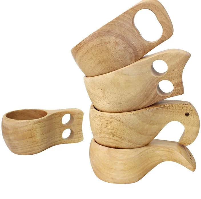 

Diyue DIYR201008 wholesale Eco wooden cups camping Rubber wood mug bushcraft Mugs tazza da ecofriendly en bois wooden kuksa cup