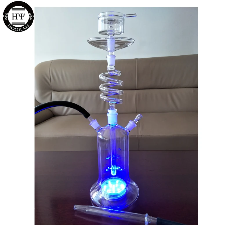 

led spiral glass hookah with EPE foam package USA shisha glass hookah