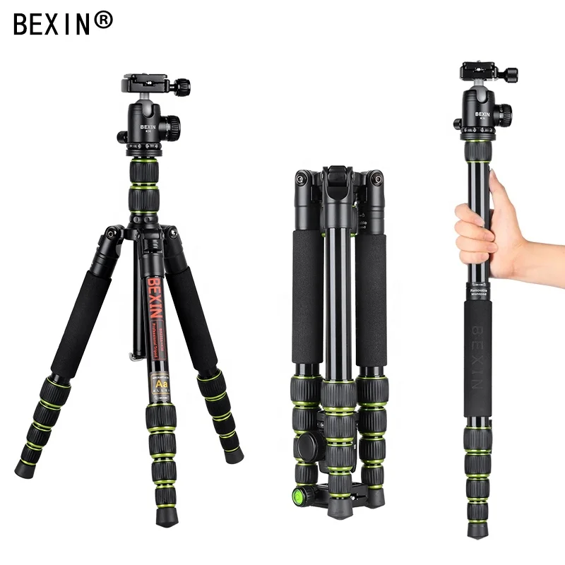 

Bexin chinese supplier tripod Popular Lightweight Foldable aluminum professional tripod with swivel ball head for DSLR camera, Black