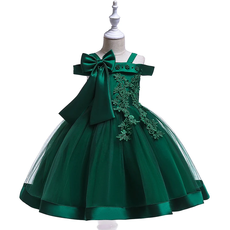 Latest Fashion Kids Formal Dress off-shoulder Tulle wedding gowns