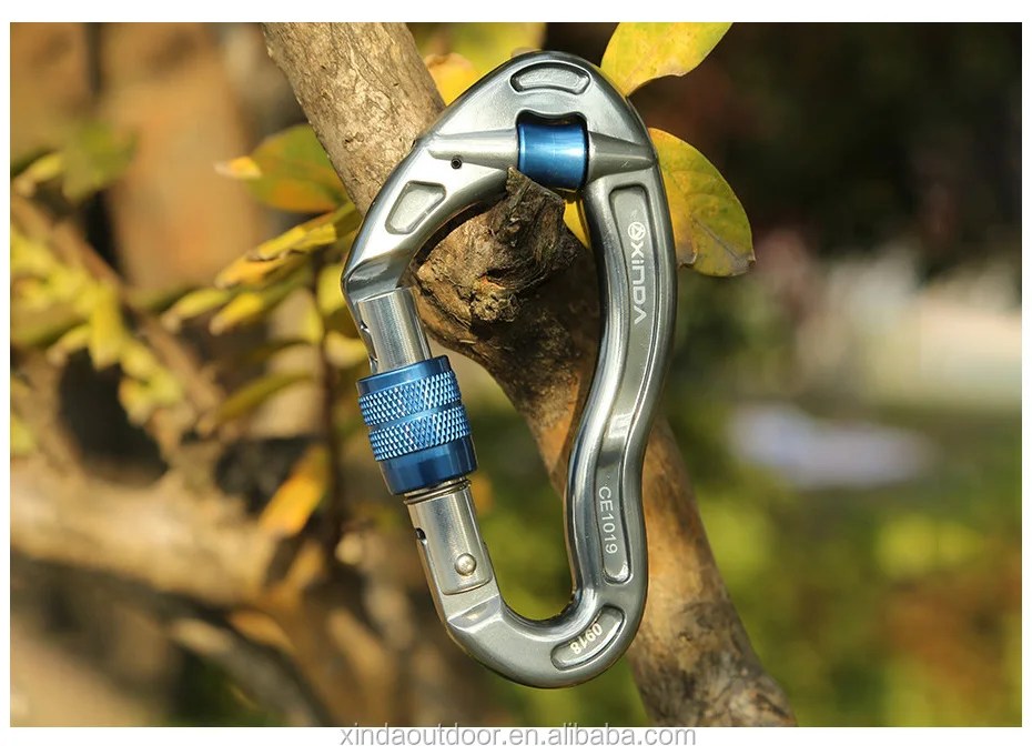 Xinda 25kn Lightweight Aluminium Alloy Screwgate Carabiner With Pulley