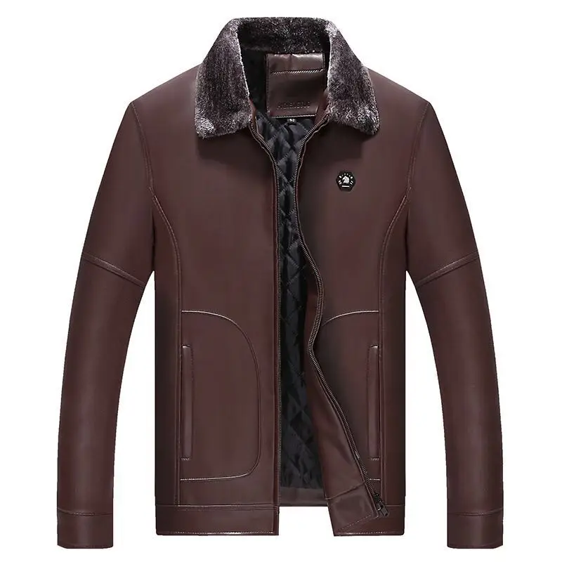 most fashion mens leather jacket with fur collar jackets