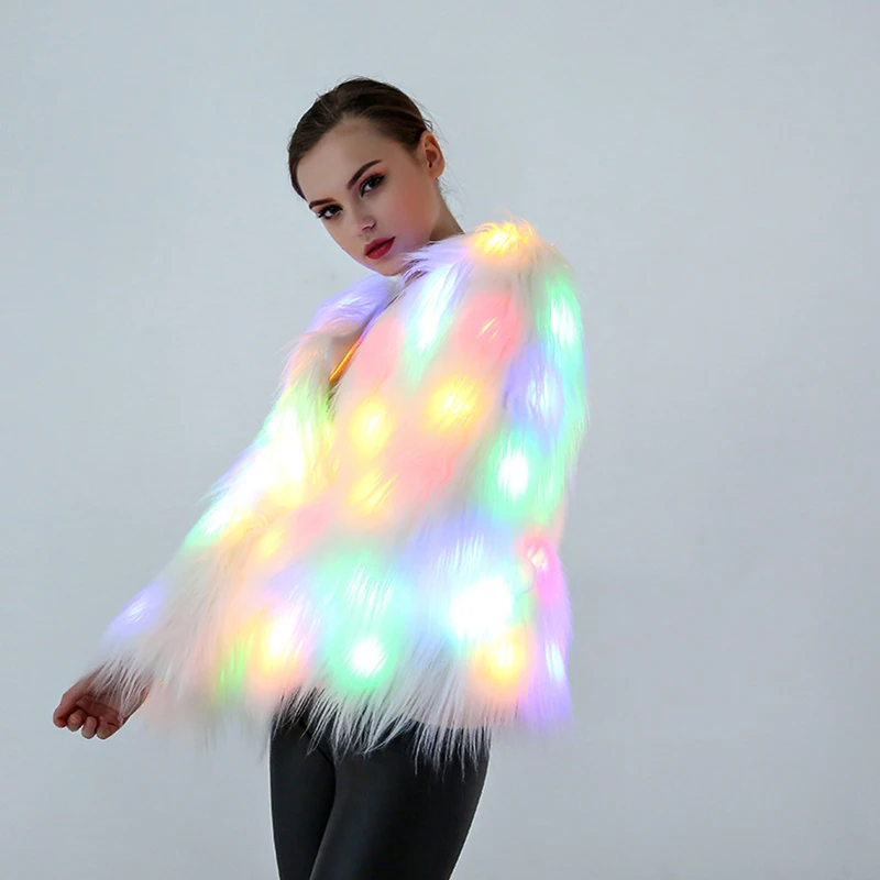 

LED Light Luminous Illuminated Evening Dress Glowing Flashing Jacket sweater Ballroom Costume Dance Singer Stage Show Clothes, White