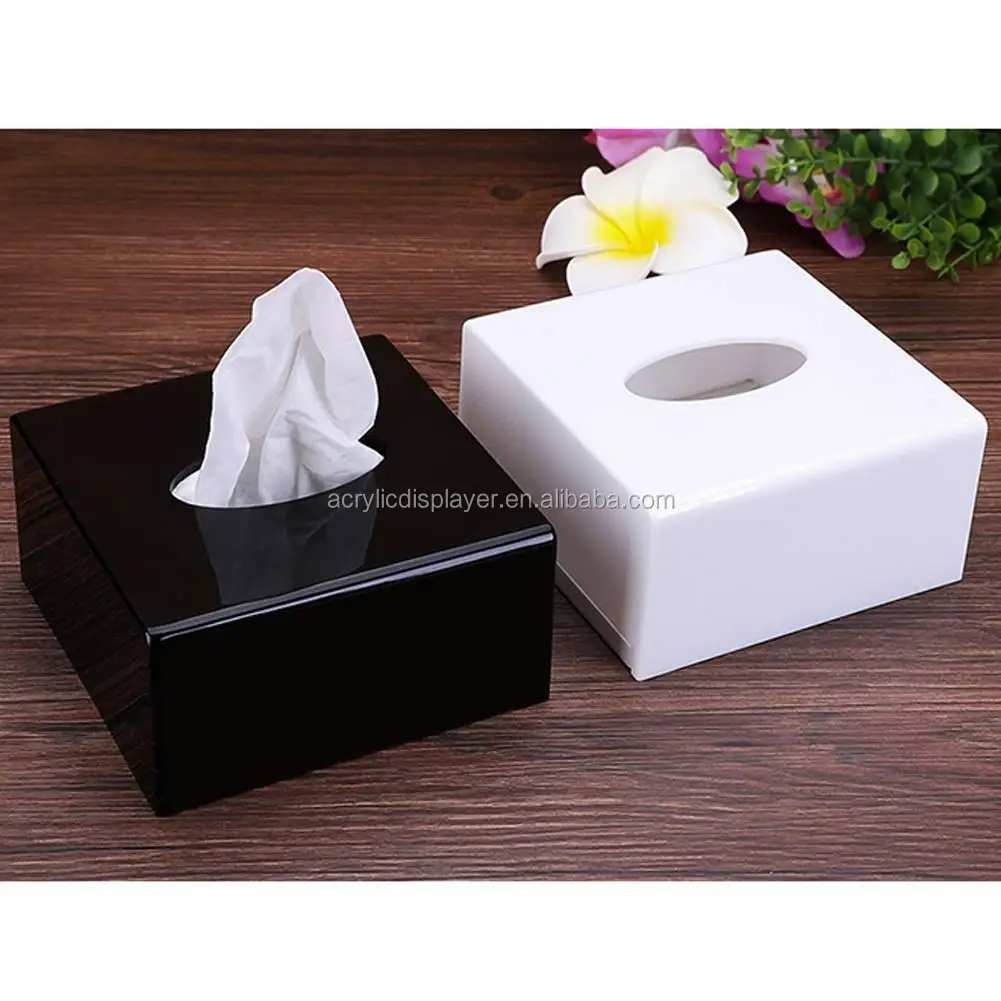Oem Custom Plexi Glass Pmma Tissue Holder Black Factory Acrylic Tissue