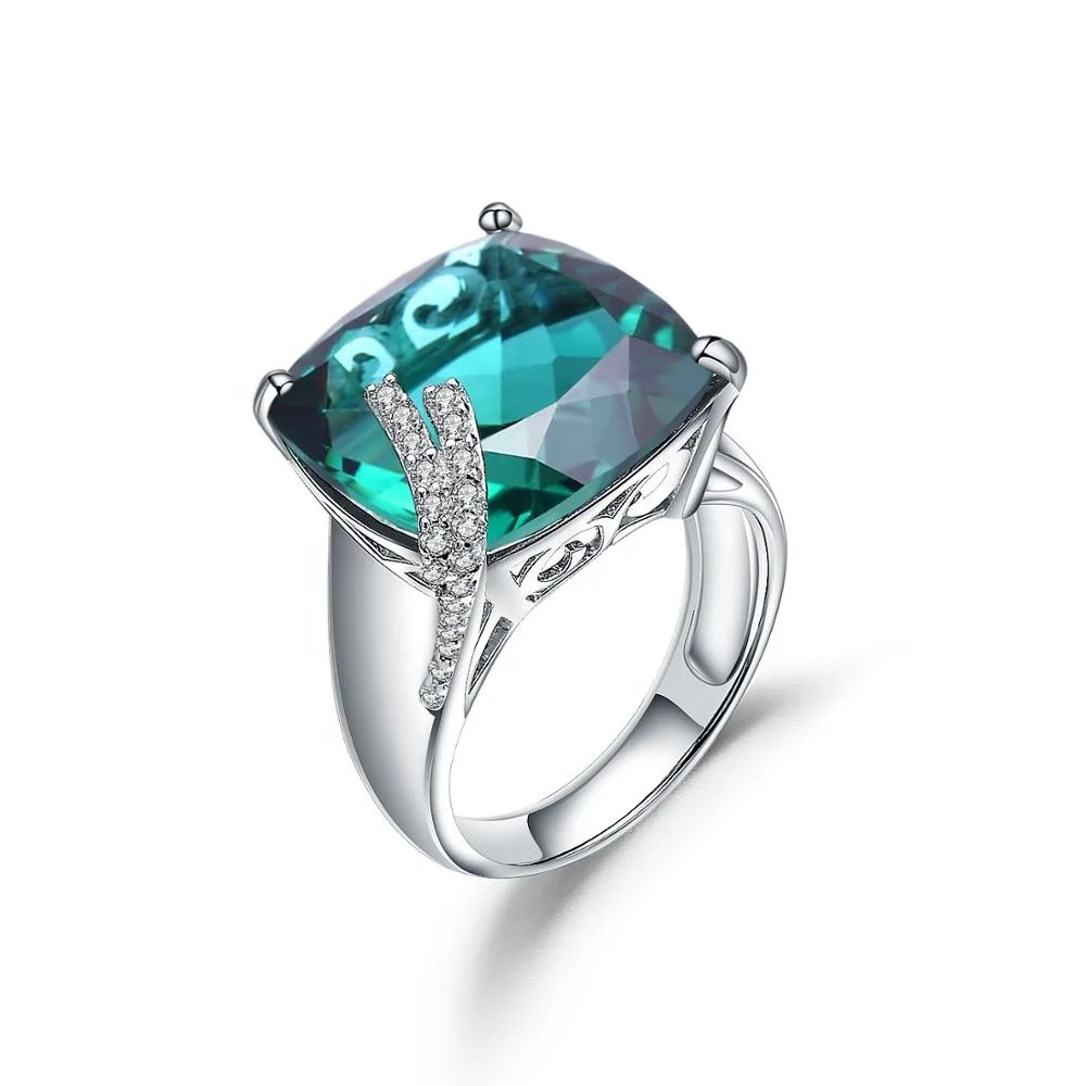 

Abiding Fashion Design Luxury Gemstone Nano Emerald Ring Silver Classic 925 Sterling Rings Women Jewelry