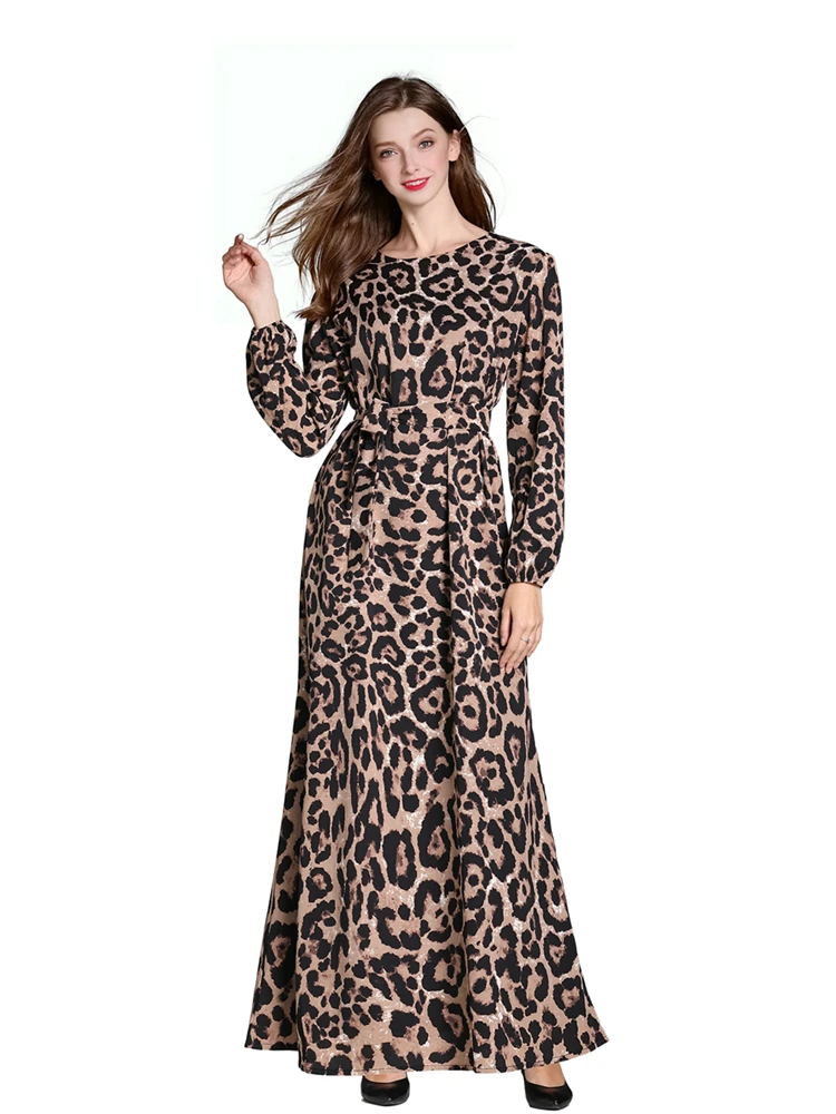 2019 Latest Design Wholesale Muslim Leopard Print Long Sleeve Women ...