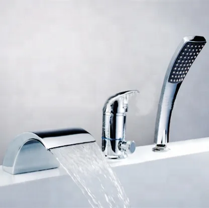 New Waterfall Widespread Bathtub Faucet Sink Mixer Tap Hand Shower