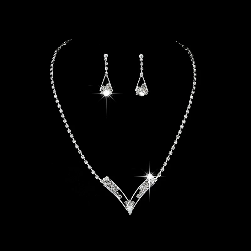 

Wholesale Wedding Jewelry Set 925 Silver Wedding Dress Jewelry Set Girl Accessories