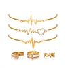Hot heart-shaped electrogram bracelet star open ring simple 6 six-piece set