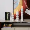 European Style White Stone Cylindrical Marble Candlestick for Home Restaurant Table Decoration Candle Holder