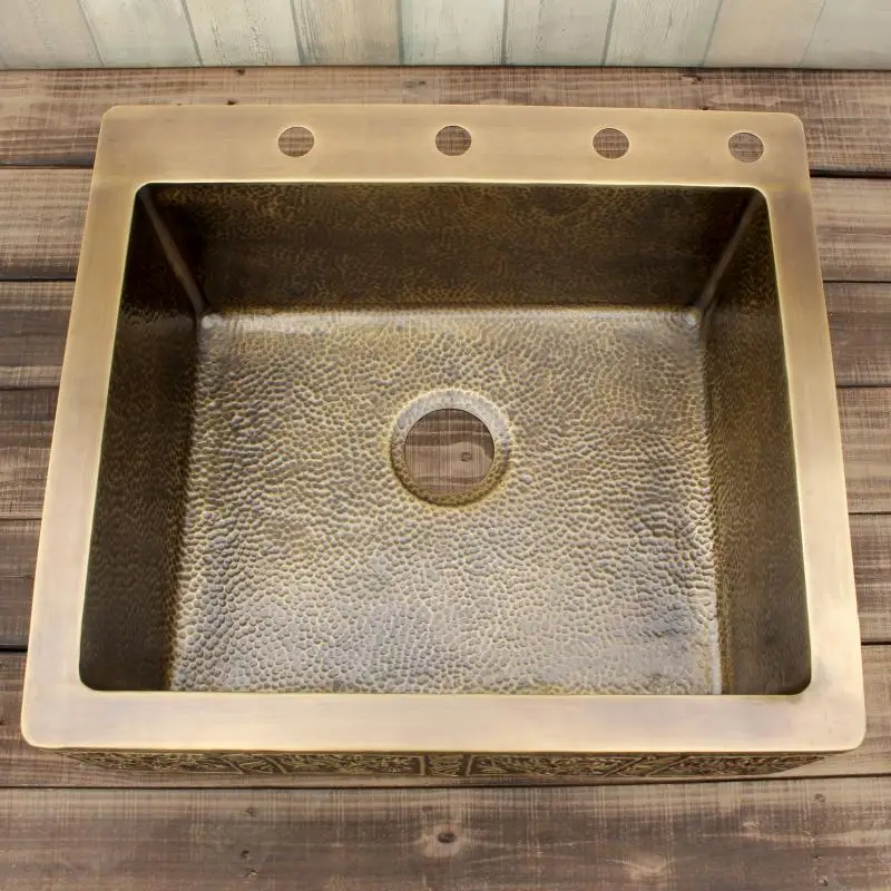 Single Bowl Brass Farmhouse Sink Brass Apron Front Kitchen Sink Rustic House Victorian Art 7659