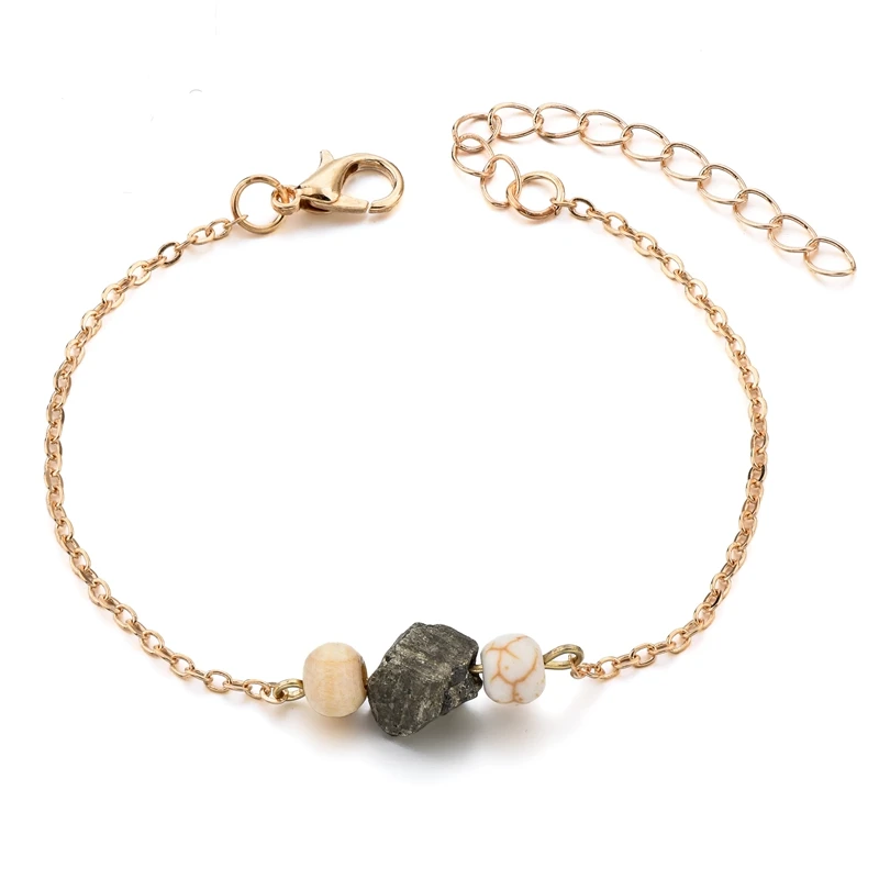 

Gold Fashion Alloy Chain Bracelet With Lobster Buckle Adjustable Natural Stone Bracelet, Same as picture