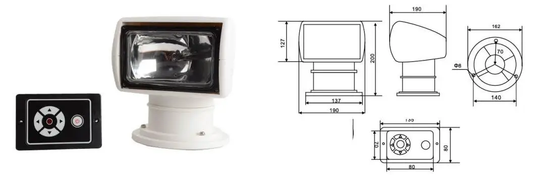 100W yacht boat rotating automatic searchlight for fishing boat TG25-A