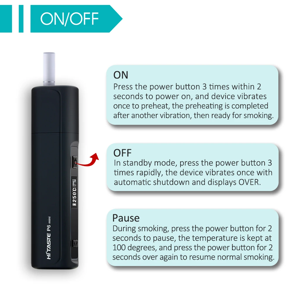 
New product HiTaste P6 mini Tobacco Heating Product With 1200mAh battery 