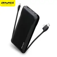 

AWEi P51K Lithium Polymer Super Thin Portable RoHS Powerbank 10000mAh Mobile Phone Accessories Factory in China