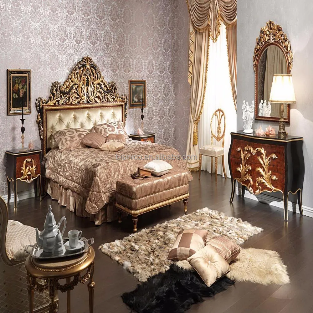 French Classic Carved Wood Black Over Gold Bedroom Furniture High End Carving Bed For Villa Buy French Gold And Black Bed French Villa Bedroom