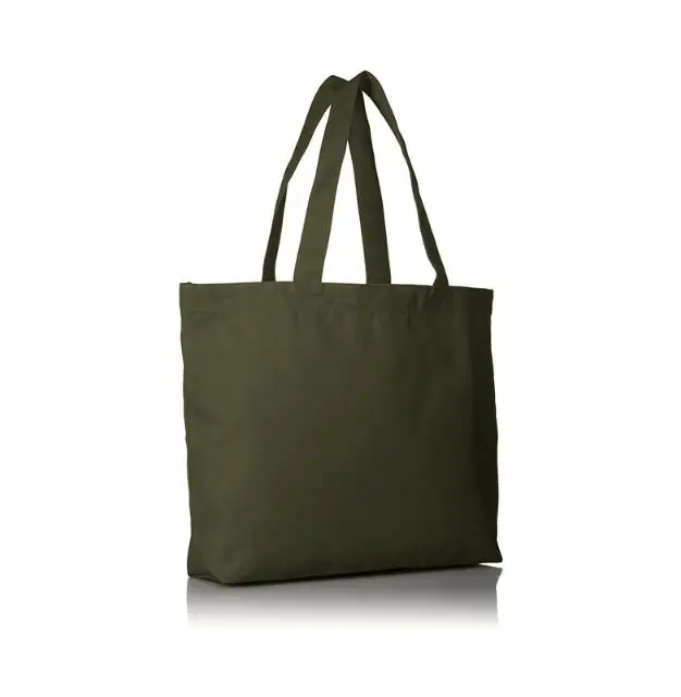 green canvas tote bag