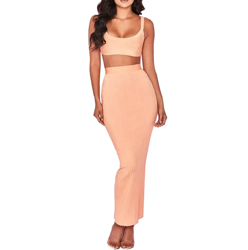 

2 Piece Set Women Casual Dresses Sleeveless Maxi bandage dress
