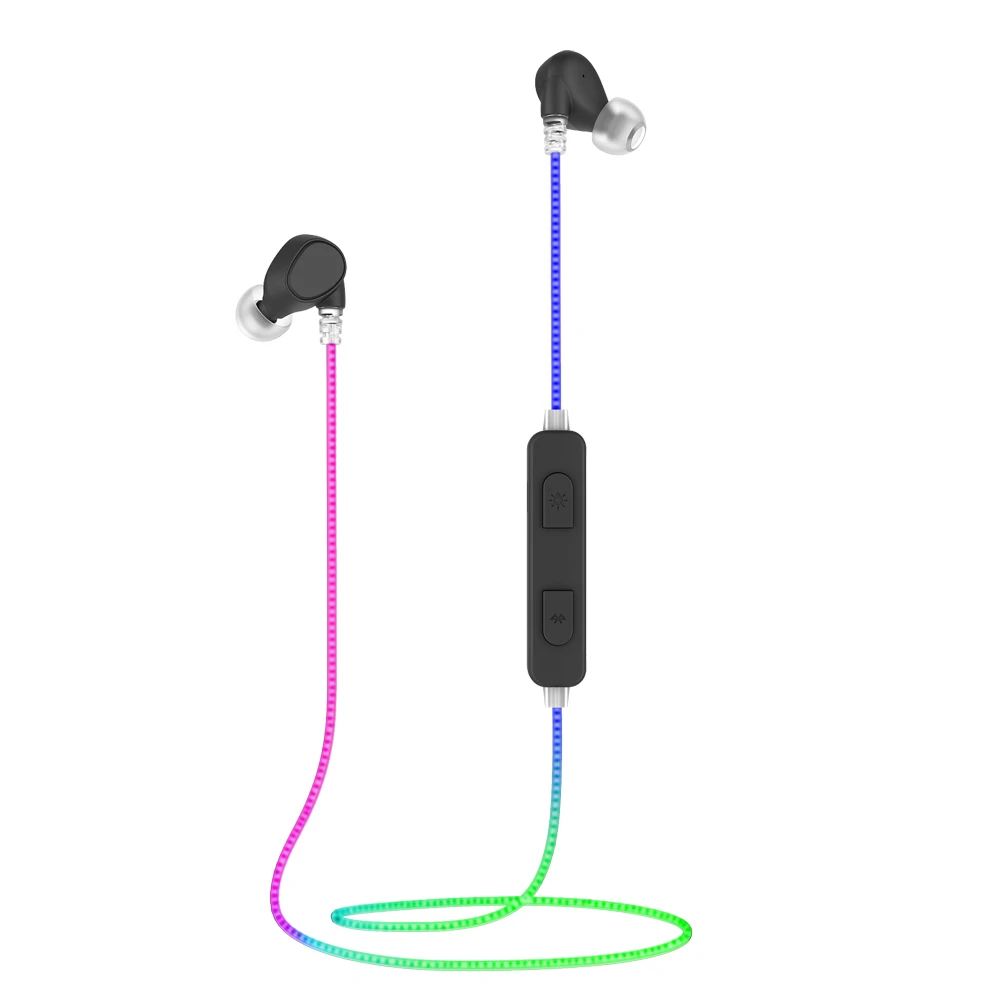 

new product ideas 2018 led glowing wireless headphone sport earphone bt earphone with mic, Blue;red;black