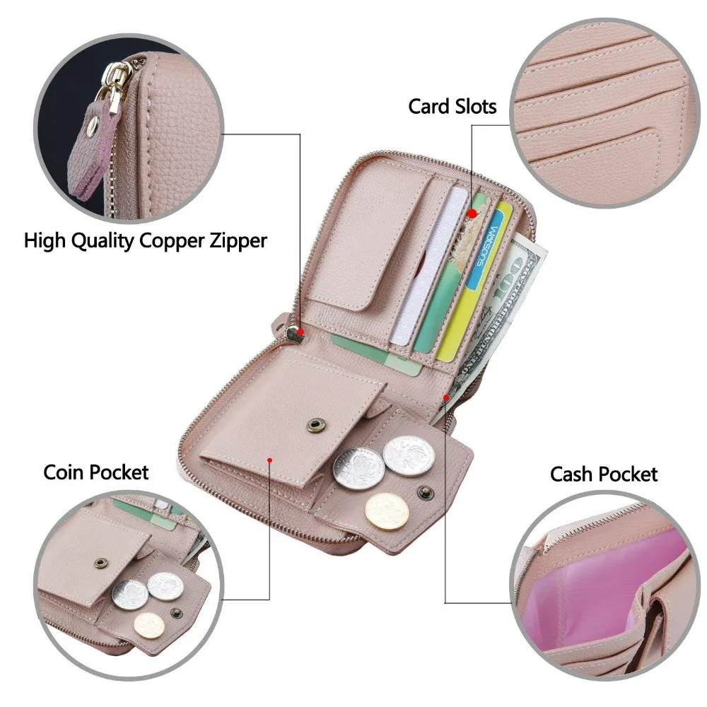 Women's Rfid Mini Soft Leather Female Wallet With Coin Separator - Buy ...