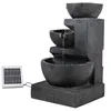 61cm Solar Power 2-Tier Water Fountain Feature with LED Light Blue