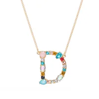

Multicolor fashion charm Gold 26 Alphabet pendant necklace micro pave zircon initial letter necklaces Couple Name necklace