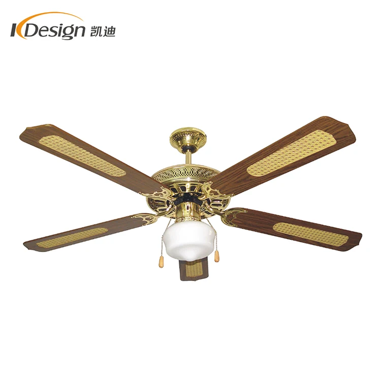 Best Seller Home Royal Gold Ceiling Fan Light Wood Grain Blade