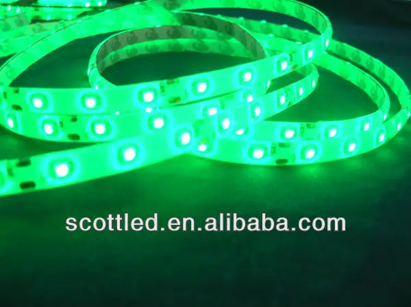 12v green 60leds waterproof IP65 green smd 3528 led strip for car lighting