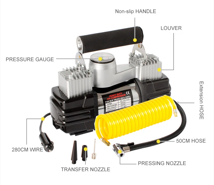 
high quality cheap Double Cylinder 150Psi Mini Car Air Compressor Tire Inflator pump 
