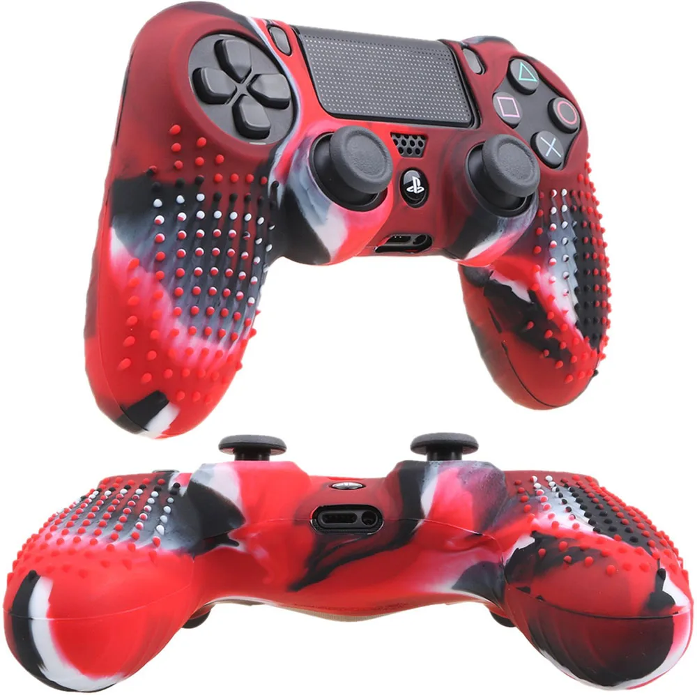 

Wholesale Anti-Slip Camouflage Studded Protective Grip Skin Cover For Playstation 4 PS4 PRO Slim Controller Camo Silicone Case, 3 colors