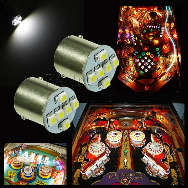 

PA High Brightness Pinball Machine LED Light AC/DC 12V 12 months warranty 6SMD 3528 Ba15s Bau15s 1156 Lamp