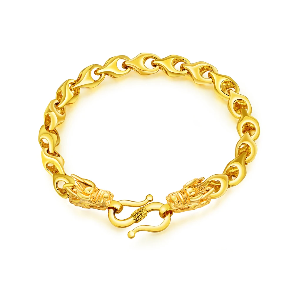 

Hot sale stainless steel gold plated dragon charms tennis bracelet for men