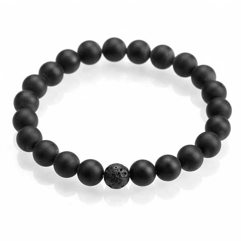 

Mens Lava Bracelet Natural Black Onyx Stone Bracelet For Essential Oil